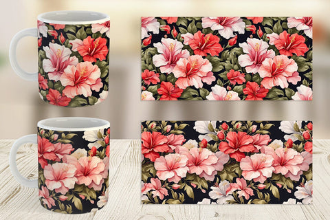 Mug Wrap Hibiscus Pattern Sublimation artnoy 
