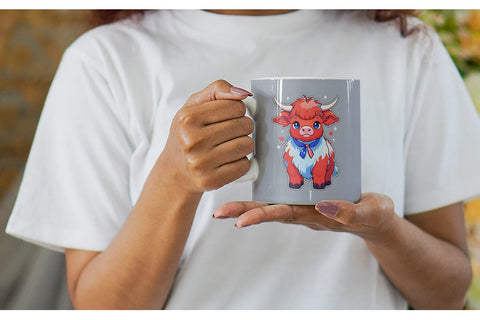 Mug Wrap Highland Cow 4th July Sublimation artnoy 