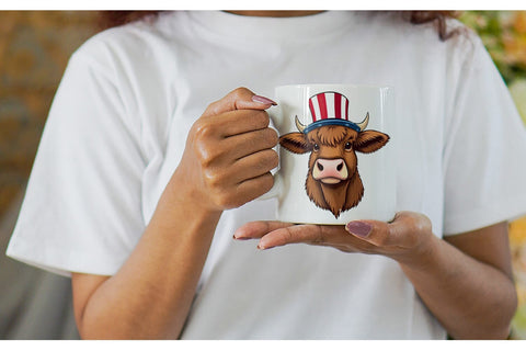 Mug Wrap Highland Cow Patriotic Sublimation artnoy 
