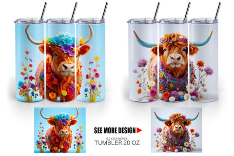 Mug Wrap Higland Cow Easter Sublimation artnoy 