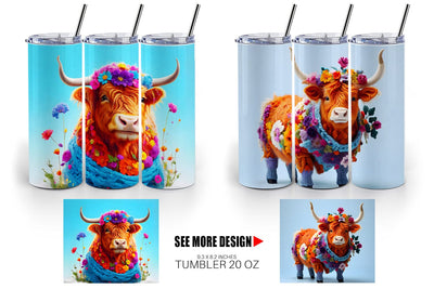 Mug Wrap Higland Cow Easter Sublimation artnoy 
