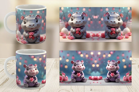 Mug Wrap Hippopotamus Valentine Sublimation artnoy 