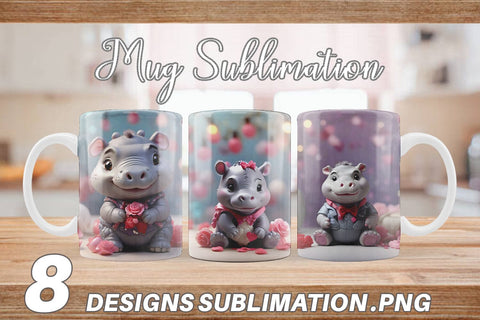 Mug Wrap Hippopotamus Valentine Sublimation artnoy 