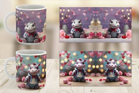 Mug Wrap Hippopotamus Valentine Sublimation artnoy 
