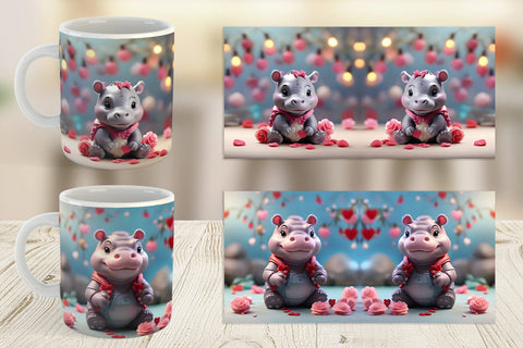 Mug Wrap Hippopotamus Valentine Sublimation artnoy 