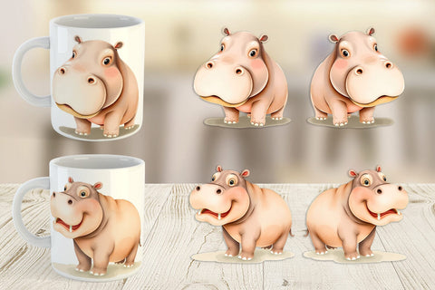 Mug Wrap Hippopotamus Wildlife Sublimation artnoy 