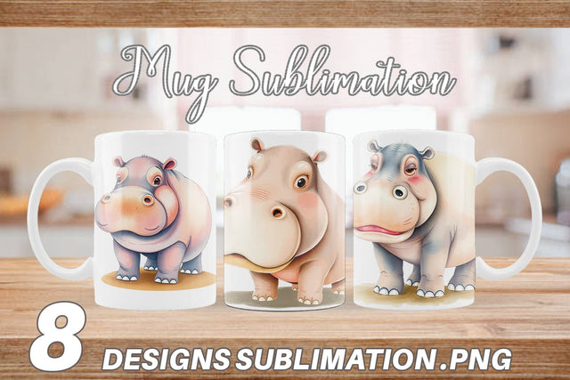 Mug Wrap Hippopotamus Wildlife Sublimation artnoy 