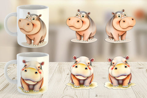 Mug Wrap Hippopotamus Wildlife Sublimation artnoy 