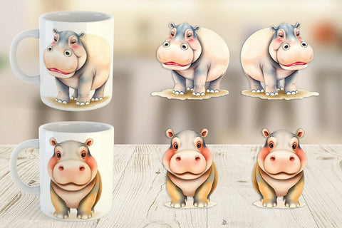 Mug Wrap Hippopotamus Wildlife Sublimation artnoy 