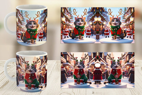 Mug Wrap Holiday Cat Christmas Sublimation artnoy 