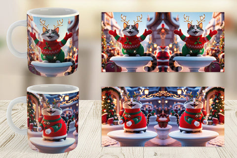 Mug Wrap Holiday Cat Christmas Sublimation artnoy 