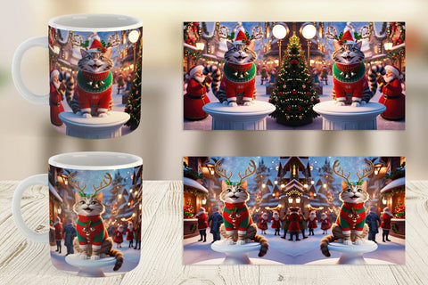 Mug Wrap Holiday Cat Christmas Sublimation artnoy 