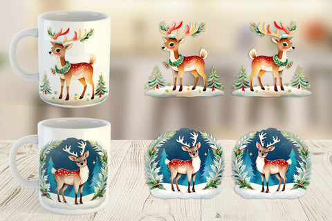 Mug Wrap Holiday Deer Sublimation artnoy 