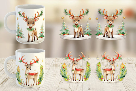 Mug Wrap Holiday Deer Sublimation artnoy 