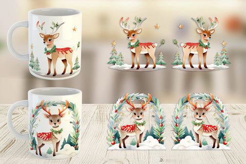 Mug Wrap Holiday Deer Sublimation artnoy 