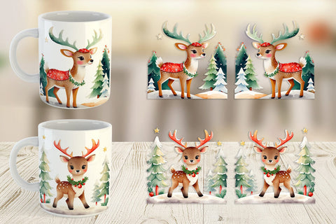 Mug Wrap Holiday Deer Sublimation artnoy 