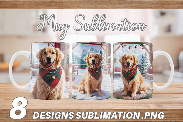 Mug Wrap Holiday Dog Christmas Sublimation artnoy 
