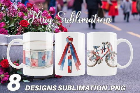 Mug Wrap Holiday Parade Patchwork Watercolor Sublimation artnoy 