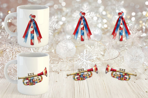 Mug Wrap Holiday Parade Patchwork Watercolor Sublimation artnoy 