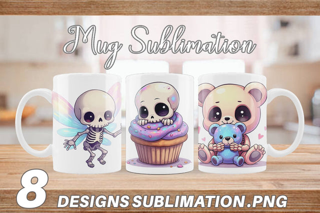 Mug Wrap Holographic Skeletons Sublimation artnoy 
