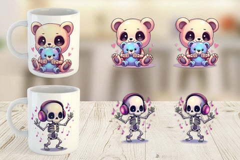 Mug Wrap Holographic Skeletons Sublimation artnoy 