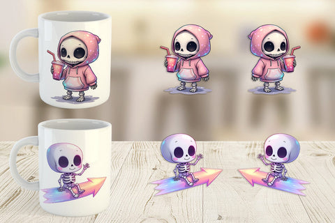 Mug Wrap Holographic Skeletons Sublimation artnoy 