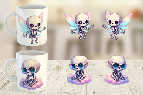 Mug Wrap Holographic Skeletons Sublimation artnoy 