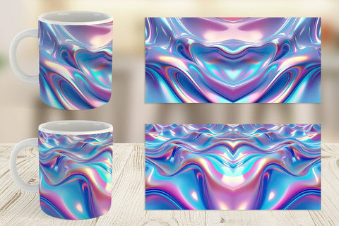 Mug Wrap Holographic Waves Sublimation artnoy 