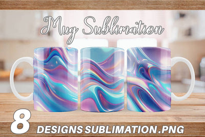 Mug Wrap Holographic Waves Sublimation artnoy 