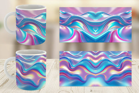Mug Wrap Holographic Waves Sublimation artnoy 