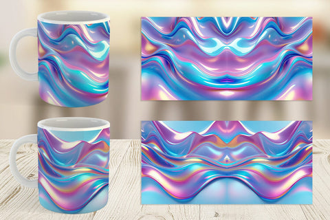 Mug Wrap Holographic Waves Sublimation artnoy 