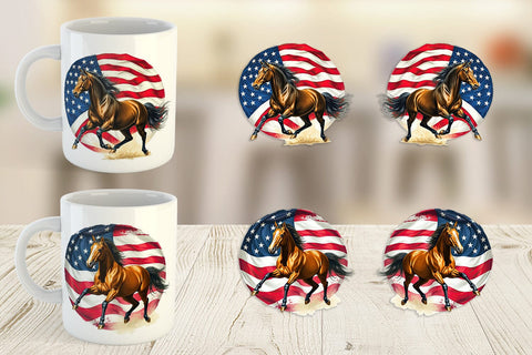 Mug Wrap Horse 4th of July Sublimation artnoy 