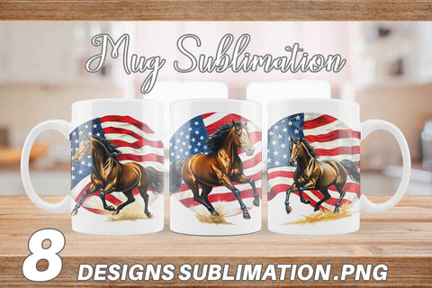Mug Wrap Horse 4th of July Sublimation artnoy 