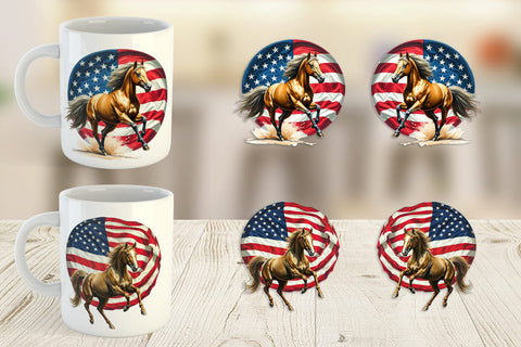 Mug Wrap Horse 4th of July Sublimation artnoy 
