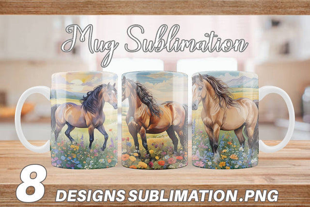 Mug Wrap Horse and Flower Sublimation artnoy 