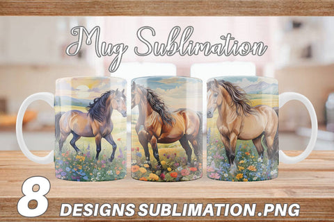Mug Wrap Horse and Flower Sublimation artnoy 