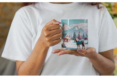Mug Wrap Horse and Winter Landscape Sublimation artnoy 