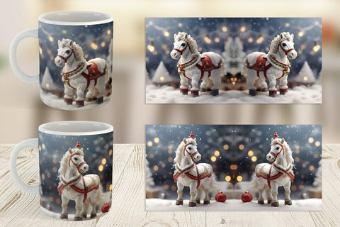Mug Wrap Horse Christmas Sublimation artnoy 