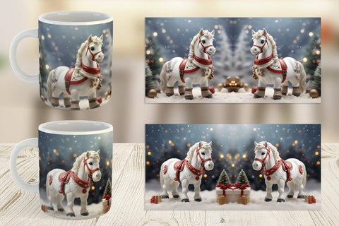 Mug Wrap Horse Christmas Sublimation artnoy 