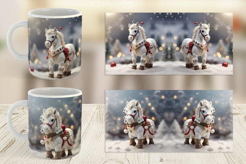 Mug Wrap Horse Christmas Sublimation artnoy 