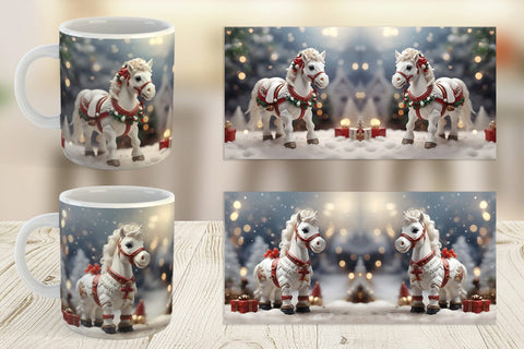 Mug Wrap Horse Christmas Sublimation artnoy 