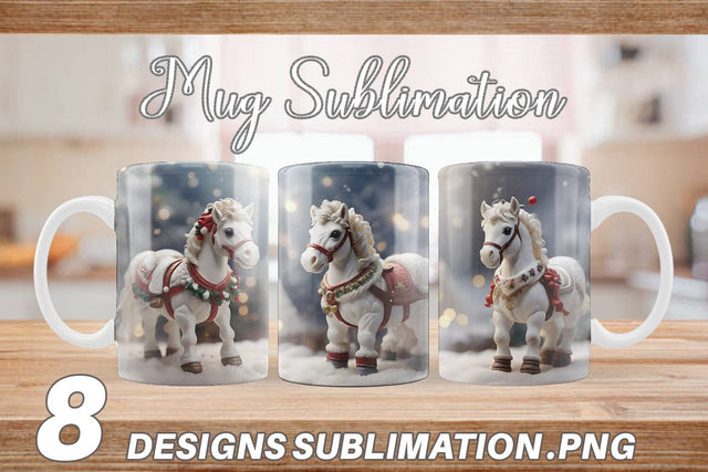 Mug Wrap Horse Christmas Sublimation artnoy 