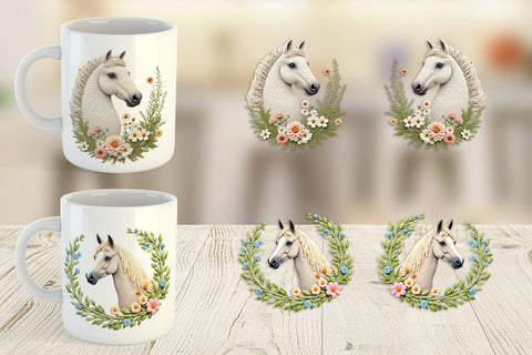 Mug Wrap Horse Embroidery Sublimation artnoy 