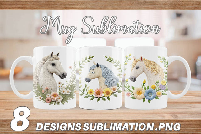 Mug Wrap Horse Embroidery Sublimation artnoy 