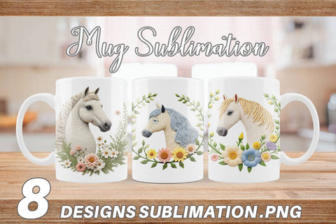 Mug Wrap Horse Embroidery Sublimation artnoy 