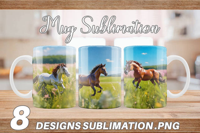 Mug Wrap Horse on Summer Day Sublimation artnoy 