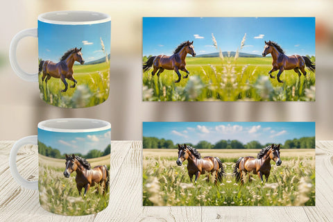 Mug Wrap Horse on Summer Day Sublimation artnoy 