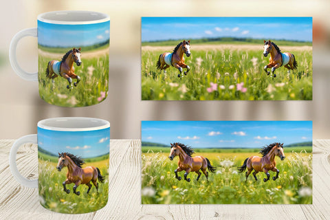 Mug Wrap Horse on Summer Day Sublimation artnoy 