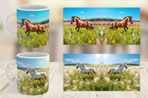 Mug Wrap Horse on Summer Day Sublimation artnoy 
