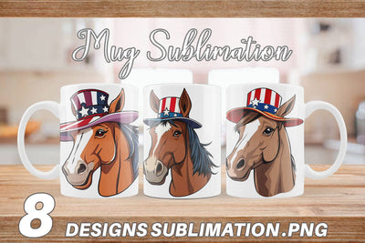 Mug Wrap Horse Patriotic Sublimation artnoy 